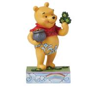 Disney Traditions Pooh - Figura Decorativa Dorada con tréboles y Maceta