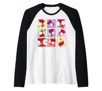 Disney Vaiana Heihei Moods Funny Tropical Island Grid Camiseta Manga Raglan