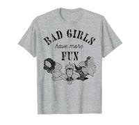 Disney Villains Bad Girls Have More Fun C1 Camiseta, Hombre, Gris Jaspeado, 4XL