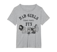 Disney Villains Bad Girls Have More Fun C1 Camiseta, Mujer tallas grandes, Gris Jaspeado, 3XL Grande