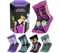 Disney Villains Calcetines Mujer Invierno, Pack de 5 Calcetines Divertidos Cómodo, Regalos Originales Mujer y Adolescente (36/41 EU, Multi Villains)