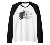 Disney Villains Cruella De Vil Enraged Big Face Costume Camiseta Manga Raglan