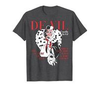 Disney Villains Cruella De Vil Magazine Cover Camiseta, Hombre, Jaspeado Oscuro, L