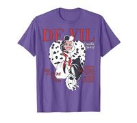 Disney Villains Cruella De Vil Magazine Cover Camiseta, Hombre, Morado Jaspeado, L
