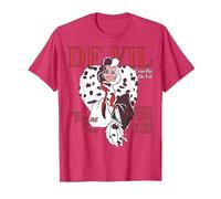 Disney Villains Cruella De Vil Magazine Cover Camiseta, Hombre, Rojo Jaspeado, L