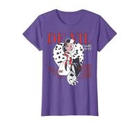Disney Villains Cruella De Vil Magazine Cover Camiseta, Mujer, Morado Jaspeado, L