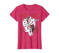 Disney Villains Cruella De Vil Magazine Cover Camiseta, Mujer, Rojo Jaspeado, XXL