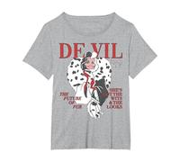Disney Villains Cruella De Vil Magazine Cover Camiseta, Mujer tallas grandes, Gris Jaspeado, 1XL Grande
