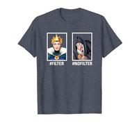 Disney Villains Evil Queen #Filter #NoFilter Funny Meme Camiseta, Hombre, Azul Jaspeado, M