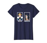 Disney Villains Evil Queen #Filter #NoFilter Funny Meme Camiseta, Mujer, Azul Marino, S