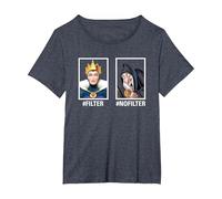 Disney Villains Evil Queen #Filter #NoFilter Funny Meme Camiseta, Mujer tallas grandes, Azul Jaspeado, 2XL Grande