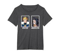 Disney Villains Evil Queen #Filter #NoFilter Funny Meme Camiseta, Mujer tallas grandes, Jaspeado Oscuro, 2XL Grande