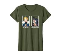 Disney Villains Evil Queen #Filter #NoFilter Funny Meme Camiseta, Mujer, Verde Oliva, S