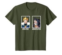 Disney Villains Evil Queen #Filter #NoFilter Funny Meme Camiseta, Niños, Verde Oliva, 4 años