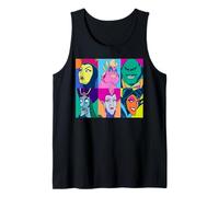 Disney Villains Group Retro Color Grid Collage Camiseta sin Mangas