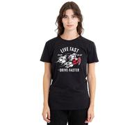 Disney Villains Live Fast, Drive Faster with Cruella De Vil Camiseta de Mujer, Negro, L