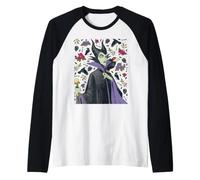 Disney Villains Maleficent Vintage Art Style Collage Camiseta Manga Raglan
