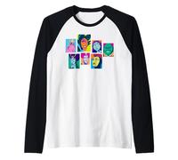 Disney Villains Retro Color Box Collage Camiseta Manga Raglan