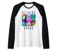 Disney Villains Squad Retro Color Grid Collage Camiseta Manga Raglan