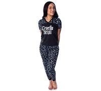 Disney Villains Women's Cruella De Vil 2 Piece Shirt And Pants Jogger Style Pajama Set (Small)