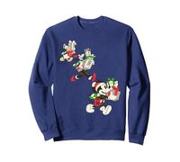 Disney Vintage Mickey Goofy y Donald Holiday Sudadera, Unisex para adultos, Azul Marino, L