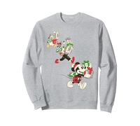 Disney Vintage Mickey Goofy y Donald Holiday Sudadera, Unisex para adultos, Gris Jaspeado, S