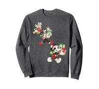 Disney Vintage Mickey Goofy y Donald Holiday Sudadera, Unisex para adultos, Jaspeado Oscuro, XXL
