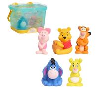 Disney Winnie The Pooh Bath Caddy con 5 Figuras de Juguete para el baño - Pooh, Piglet, Tigger, Eeyore y Rabbit - Juguetes de Agua Resistentes al Moho para peques a Partir de 3 años