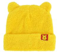 Disney Winnie The Pooh Beanie Hat, Faux Sherpa Fur Lined Winter Knit Cap with 3D Ears and Cuff, Yellow, One Size