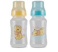 Disney Winnie the Pooh - Biberones de 325 ml para niños y niñas, paquete de 2 botellas de reloj de arena para recién nacidos y todos los bebés, biberones de plástico sin BPA para baby shower