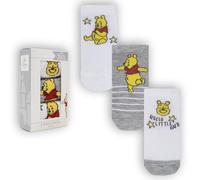 Disney Winnie the Pooh - Calcetines unisex para bebé, juego de 3 pares en caja de regalo, color gris y blanco, Gris Y Blanco, 6-12 meses