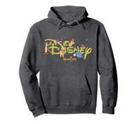 Disney Winnie the Pooh & Friends Script Logo Vacation Trip Sudadera con Capucha, Unisex para adultos, Jaspeado Oscuro, M