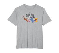 Disney Winnie The Pooh Gang Camiseta, Hombre Tallas Grandes, Gris Jaspeado, 5X Alto