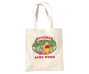 Disney Winnie The Pooh Hundred Acre Wood Badge Bolsa Tote Reutilizable para Compras y Viaje, Natural