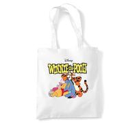 Disney Winnie The Pooh Pooh And Friends Retro Logo Bolsa Tote Reutilizable para Compras y Viaje, Blanco