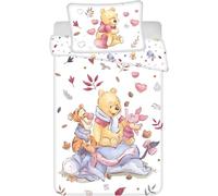 Disney Winnie the Pooh Set de ropa de cama para niños Tigro Pimpi Ih-Oh Hojas Corazones Edredón 100 x 135 cm + Almohada 40 x 60 cm, 100% algodón