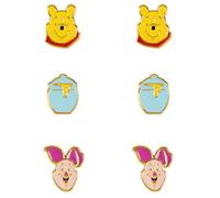 Disney Winnie The Pooh SF00469YL - Juego de aretes de tres colores amarillo, rosa y azul, talla única, Latón, Sin piedra preciosa