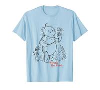 Disney Winnie the Pooh Vintage Wildflower Picking Camiseta, Hombre, Azul Bebé, M