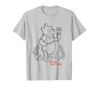 Disney Winnie the Pooh Vintage Wildflower Picking Camiseta, Hombre, Plata, XL