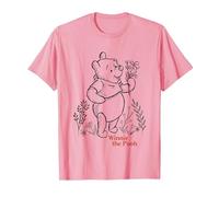 Disney Winnie the Pooh Vintage Wildflower Picking Camiseta, Hombre, Rosado, M