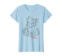 Disney Winnie the Pooh Vintage Wildflower Picking Camiseta, Mujer, Azul Bebé, L