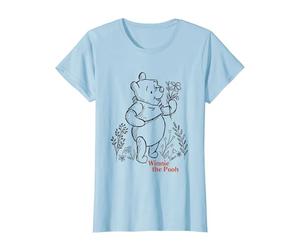 Disney Winnie the Pooh Vintage Wildflower Picking Camiseta, Mujer, Azul Bebé, L