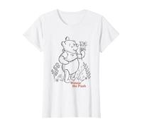 Disney Winnie the Pooh Vintage Wildflower Picking Camiseta, Mujer, Blanco, XL