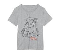 Disney Winnie the Pooh Vintage Wildflower Picking Camiseta, Mujer tallas grandes, Gris Jaspeado, 3XL Grande