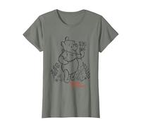 Disney Winnie the Pooh Vintage Wildflower Picking Camiseta, Mujer, Verde militar jaspeado, M