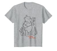 Disney Winnie the Pooh Vintage Wildflower Picking Camiseta, Niños, Gris Jaspeado, 3 años