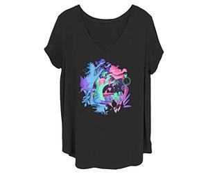 Disney Women's Alice Chaos Wonderland Junior's Plus Short Sleeve Tee Shirt, Black, 3X