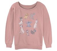 Disney Women's Classic Dogs Junior's Raglan Pullover with Coverstitch, Desert Pink, X-Large