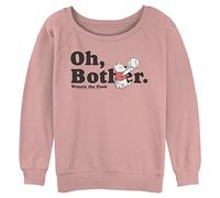 Disney Women's Winnie The Pooh More Bothers Junior's Raglan Pullover with Coverstitch, Desert Pink, X-Large