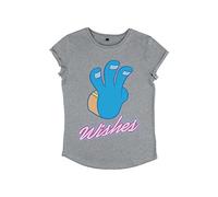 Disney Wreck-It Ralph 2-3 Wishes Women's Organic Rolled Sleeve T-Shirt, Camiseta Mujer, Gris Jaspeado, XL
